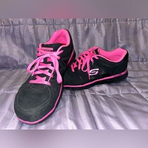 Skechers for Work Women's Synergy Sandlot Alloy Toe Pink and Black Shoes - 9.5